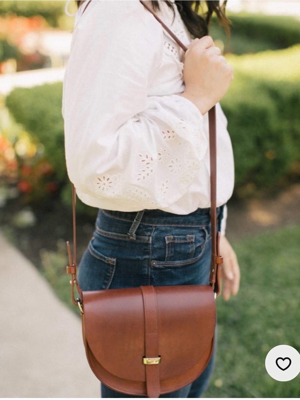 Sezane Classic Claude Brown Leather Crossbody Saddle Bag